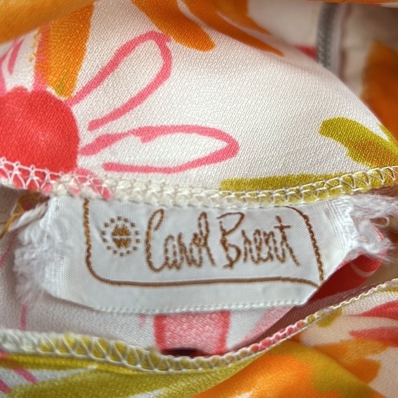 Vintage Carol Brent Pink Floral Print Ruffle Neckline Top - Picture 9 of 9